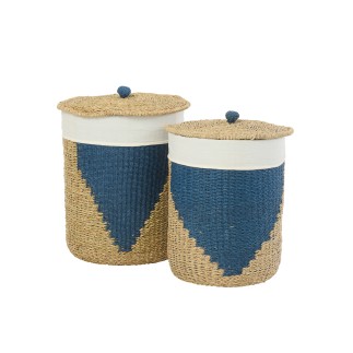 Set di 2 cestini in sisal beige 40x40x50 cm