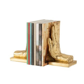 Set de 2 serres livres mains en résine or 13x11.5x22 cm