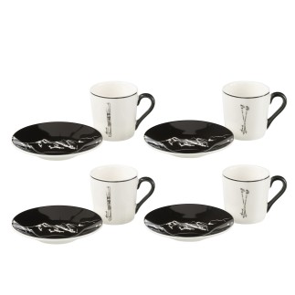 Service de 4 tasses en céramique noir 11.2x11.2x6 cm