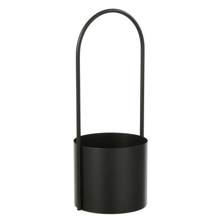 Vaso di fiori in metallo nero 18,5x18,5x48 cm