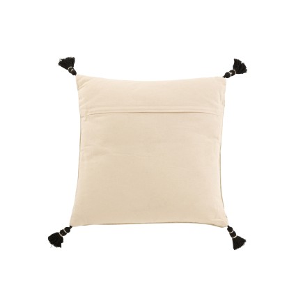 Coussin carré à pompons en coton gris 44x44cm - Coussin d'extérieur
