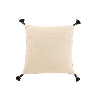 Coussin carré à pompons en coton gris 44x44cm - Coussin d'extérieur