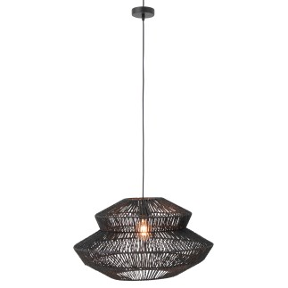 Lampada da soffitto in corda e metallo nero 60,5x60,5x33 cm