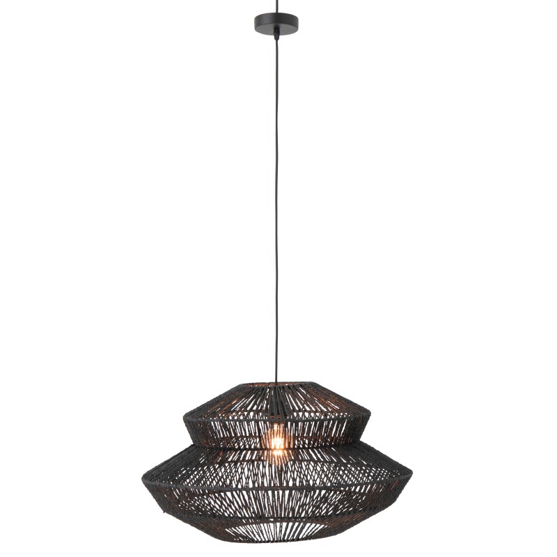Plafonnier en corde et métal noir 60.5x60.5x33 cm Plafonnier en corde et métal noir 60.5x60.5x33 cm