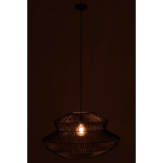 Plafonnier en corde et métal noir 60.5x60.5x33 cm