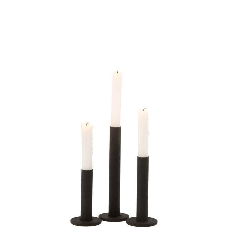 Lot de 3 chandeliers en métal noir 7x7x22 cm