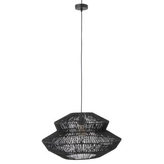 Plafonnier en corde et métal noir 60.5x60.5x33 cm