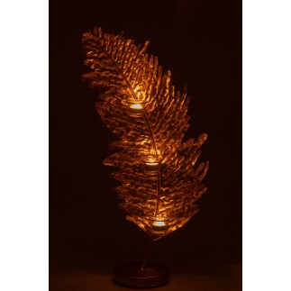 Supporto per candela in vetro dorato 13x13x80 cm