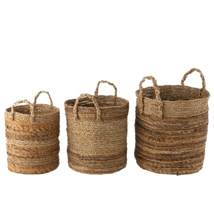 Set de 3 paniers ronds en raphia naturel D31 à 42cm