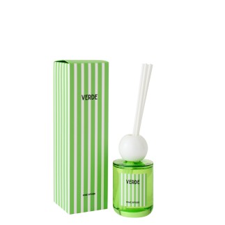 Diffuseur à roseaux « Lierre de printemps et Neroli » dans verre vert 7.5x7.5x26.5 cm