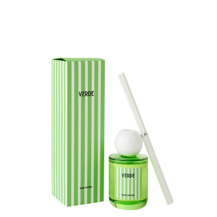 Diffuseur à roseaux « Lierre de printemps et Neroli » dans verre vert 7.5x7.5x26.5 cm