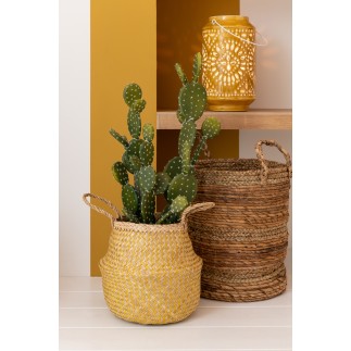 Set di 3 cesti rotondi in rafia naturale D31 a 42cm