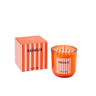 Bougie parfumée « Mandarine » dans verre orange 8x8x8.5 cm