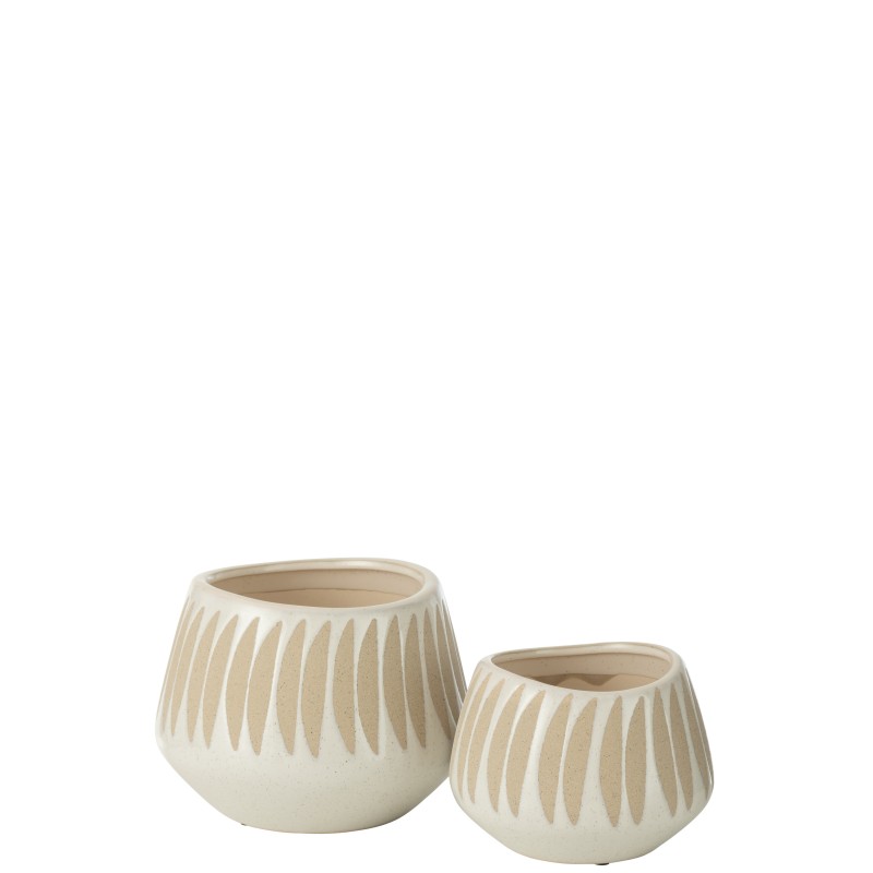 Vaso em cerâmica bege e branca 20x20x15 cm Vaso em cerâmica bege e branca 20x20x15 cm