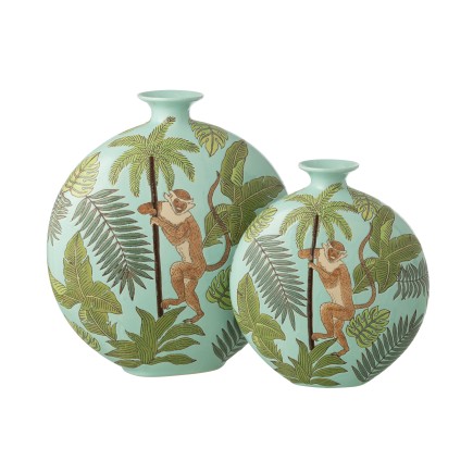 Vase singe en porcelaine multicouleur 40x17x43 cm