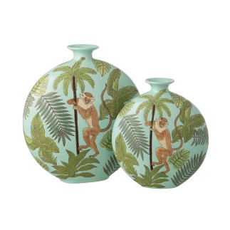 Vase singe en porcelaine multicouleur 40x17x43 cm