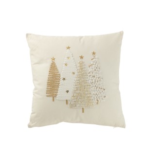 Almofada quadrada de Natal em algodão branco 45x45x12 cm