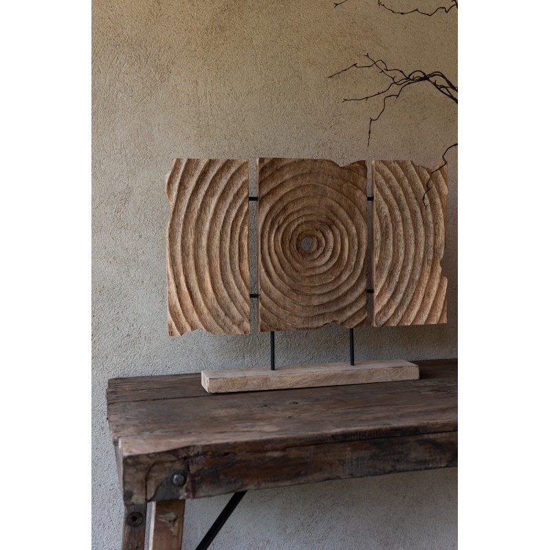 Triptyque sculpté en bois manguier naturel 65x8.5x47.5 cm Triptyque sculpté en bois manguier naturel 65x8.5x47.5 cm