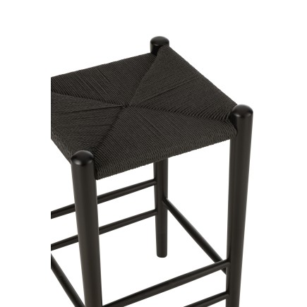 Taburete de bar de madera de haya negra, 38 x 38 x 66,4 cm