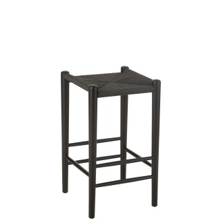 Sgabello da bar in legno di faggio nero 38x38x66,4 cm