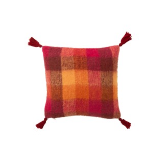 Cuscino con floche in tessuto multicolore 45x45x10 cm