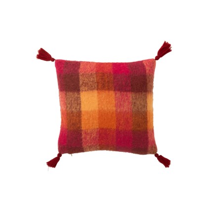 Coussin avec floche en textile multicouleur 45x45x10 cm