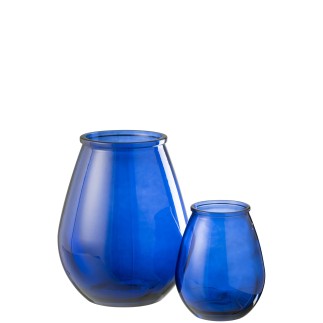 Vase en verre bleu foncé 29x29x35.5 cm