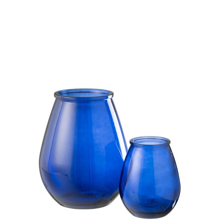 Vaso de vidro azul escuro 29x29x35,5 cm