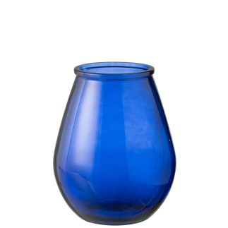 Vaso de vidro azul escuro 29x29x35,5 cm