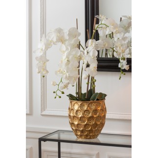 Planta de orquídea en textil blanco de 60x53x104 cm