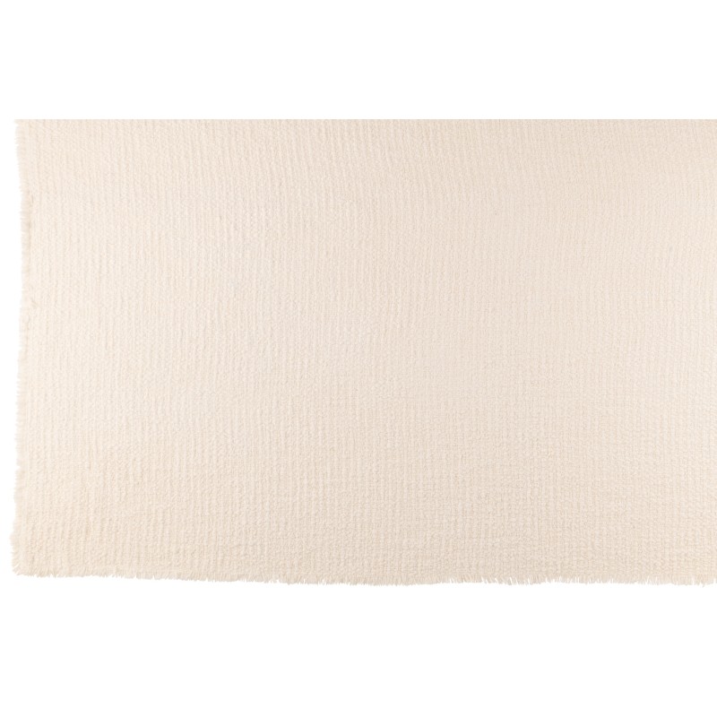Plaid à bords effilochés en polyester blanc 180x130cm Plaid à bords effilochés en polyester blanc 180x130cm