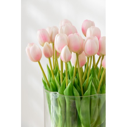 Bouquet di 7 tulipani artificiali in materiale sintetico rosa 17x10x46 cm