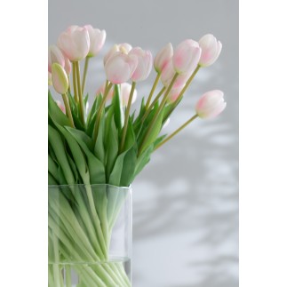 Ramo de 7 tulipanes artificiales de color rosa sintético de 17x10x46 cm