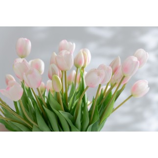 Ramo de 7 tulipanes artificiales de color rosa sintético de 17x10x46 cm