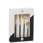 Set de 24 couverts en acier inoxydable doré à manche noir Set de 24 couverts en acier inoxydable doré à manche noir