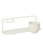 Prateleira de parede com vaso de metal branco 53x16x16 cm Prateleira de parede com vaso de metal branco 53x16x16 cm