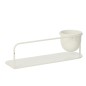 Prateleira de parede com vaso de metal branco 53x16x16 cm Prateleira de parede com vaso de metal branco 53x16x16 cm