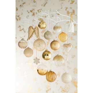 Boite de 4 boules de Noël en verre or 10x10x10 cm