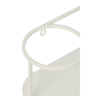 Prateleira de parede com vaso de metal branco 53x16x16 cm