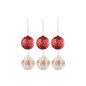 Boite de 6 boules de Noël en verre blanc - rouge 8x8x8 cm Boite de 6 boules de Noël en verre blanc - rouge 8x8x8 cm