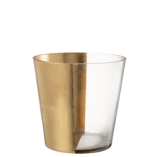 Photophore en verre doré 23x23x23 cm