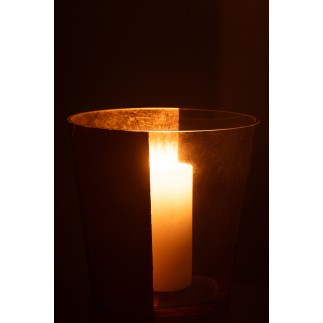 Photophore en verre doré 23x23x23 cm