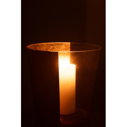 Photophore en verre doré 23x23x23 cm
