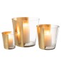 Porta-velas em vidro dourado 23x23x23 cm