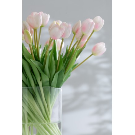 Bouquet di 7 tulipani artificiali in materiale sintetico rosa 13x9x32 cm
