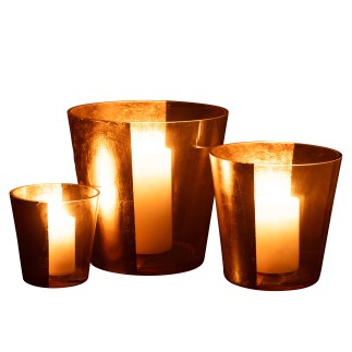 Porta-velas em vidro dourado 23x23x23 cm