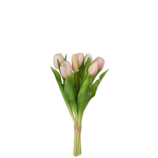 Bouquet di 7 tulipani artificiali in materiale sintetico rosa 13x9x32 cm