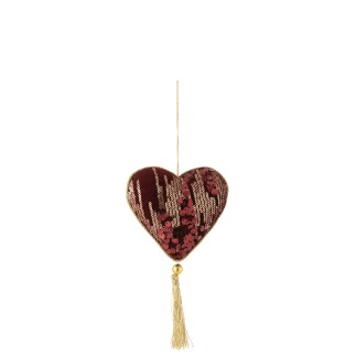 Cuore da appendere in resina Bordeaux 12x5x28 cm