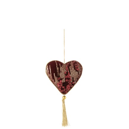 Cuore da appendere in resina Bordeaux 12x5x28 cm