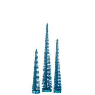 Lote de 3 árboles de Navidad artificiales de plástico azul 10x10x41 cm